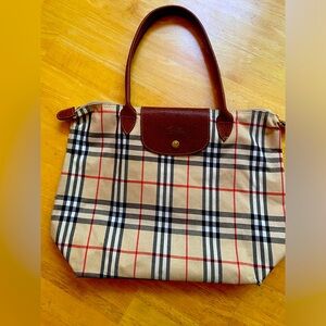 Longchamp plaid tote